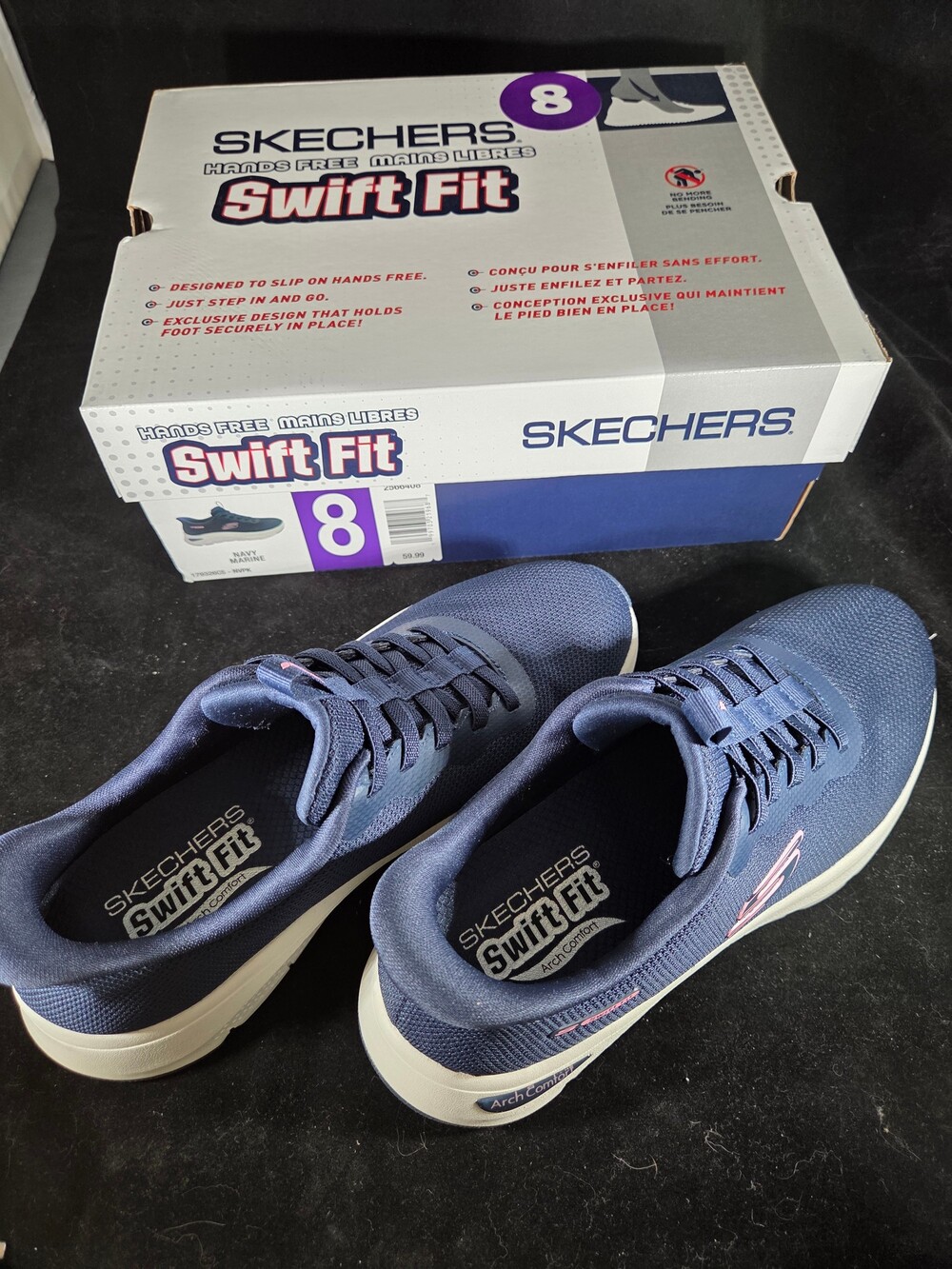 Skechers Hands Free Slip-ins Swift Fit Women's Walking Shoes, Navy & Pink, Size